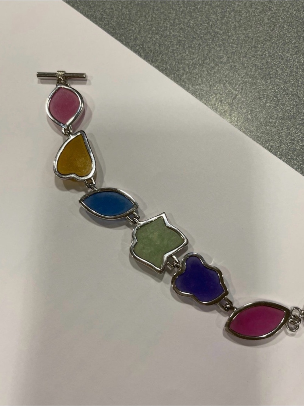 Multi-Color Jade Link Bracelet - Women Jewelry - Picture 5 of 5